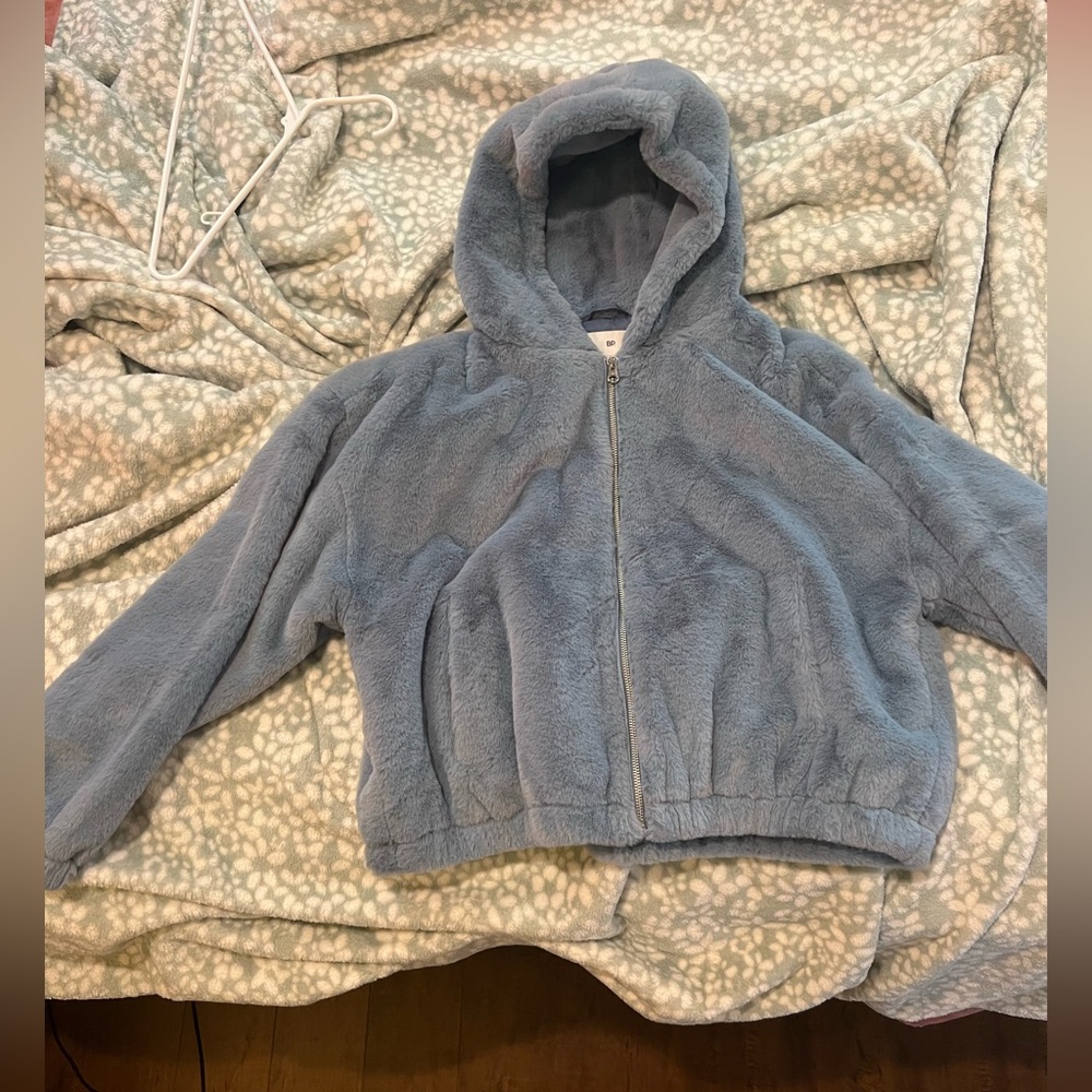 Nordstrom BP Large Faux Fur Hooded Jacket Citadel Blue